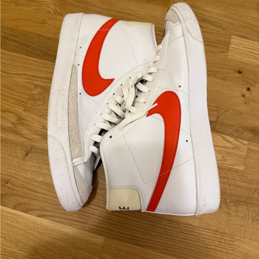 Nike Blazer 77 size 15 White High-Top Sneakers with orange Swoosh